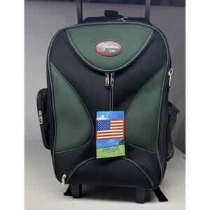 American UNI B02 Rolling Carry On Bag 21" Green Black Wheeled Luggage NOS